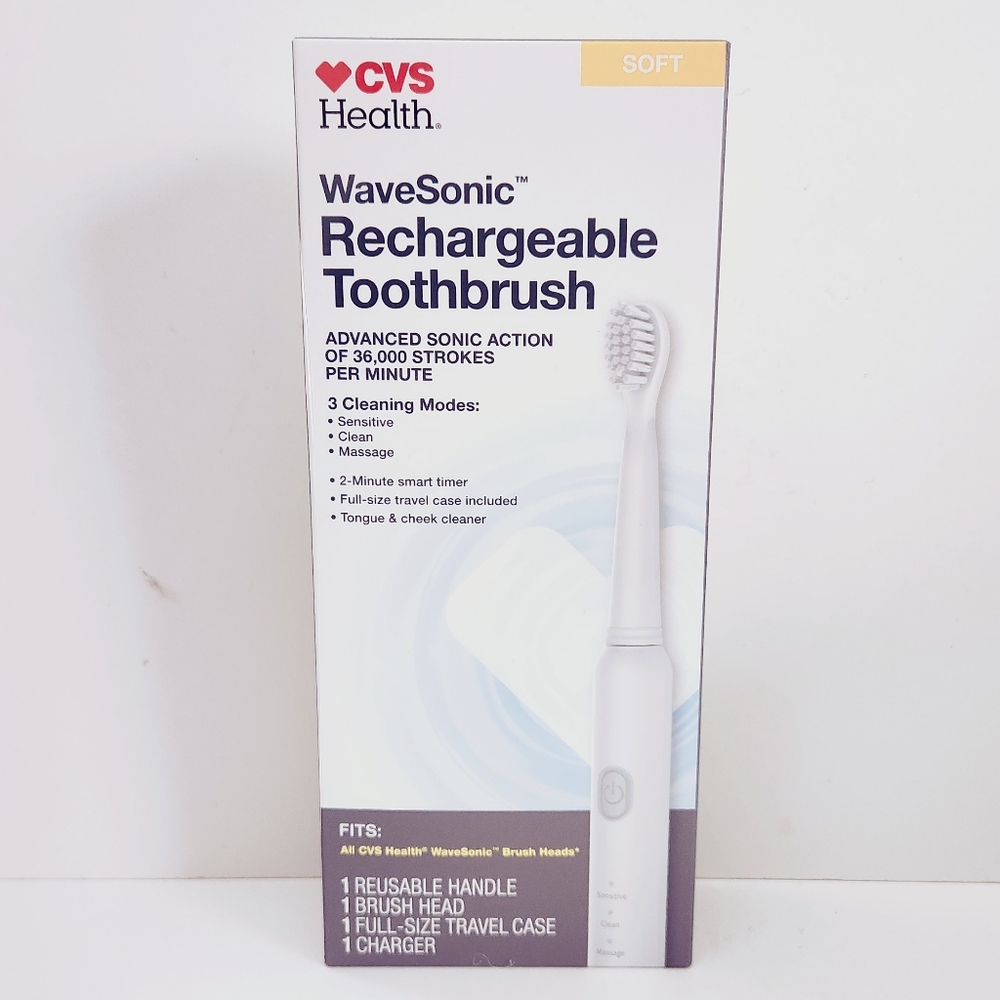 CVS Health WaveSonic Rechargeable Toothbrush Gray